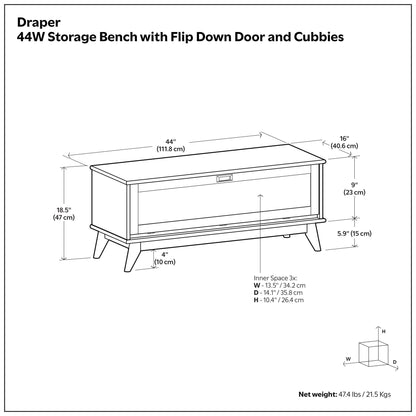 Draper - Flip Down Storage Bench - Teak - The Sleep Loft - Online Mattress Showroom NYC
