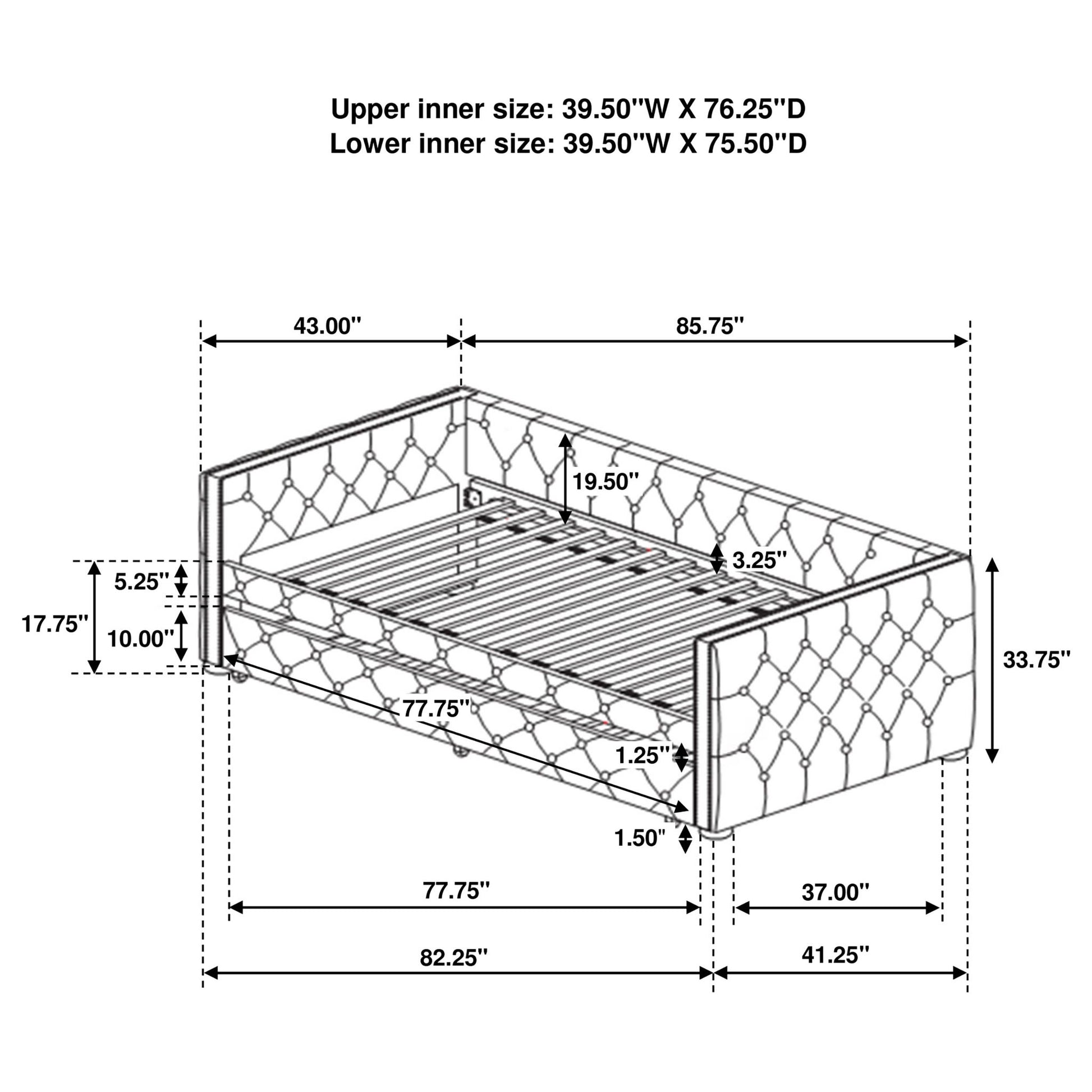 Cross - Upholstered Twin Daybed With Trundle - Gray - The Sleep Loft - Online Mattress Showroom NYC