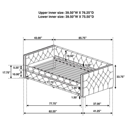 Cross - Upholstered Twin Daybed With Trundle - Gray - The Sleep Loft - Online Mattress Showroom NYC