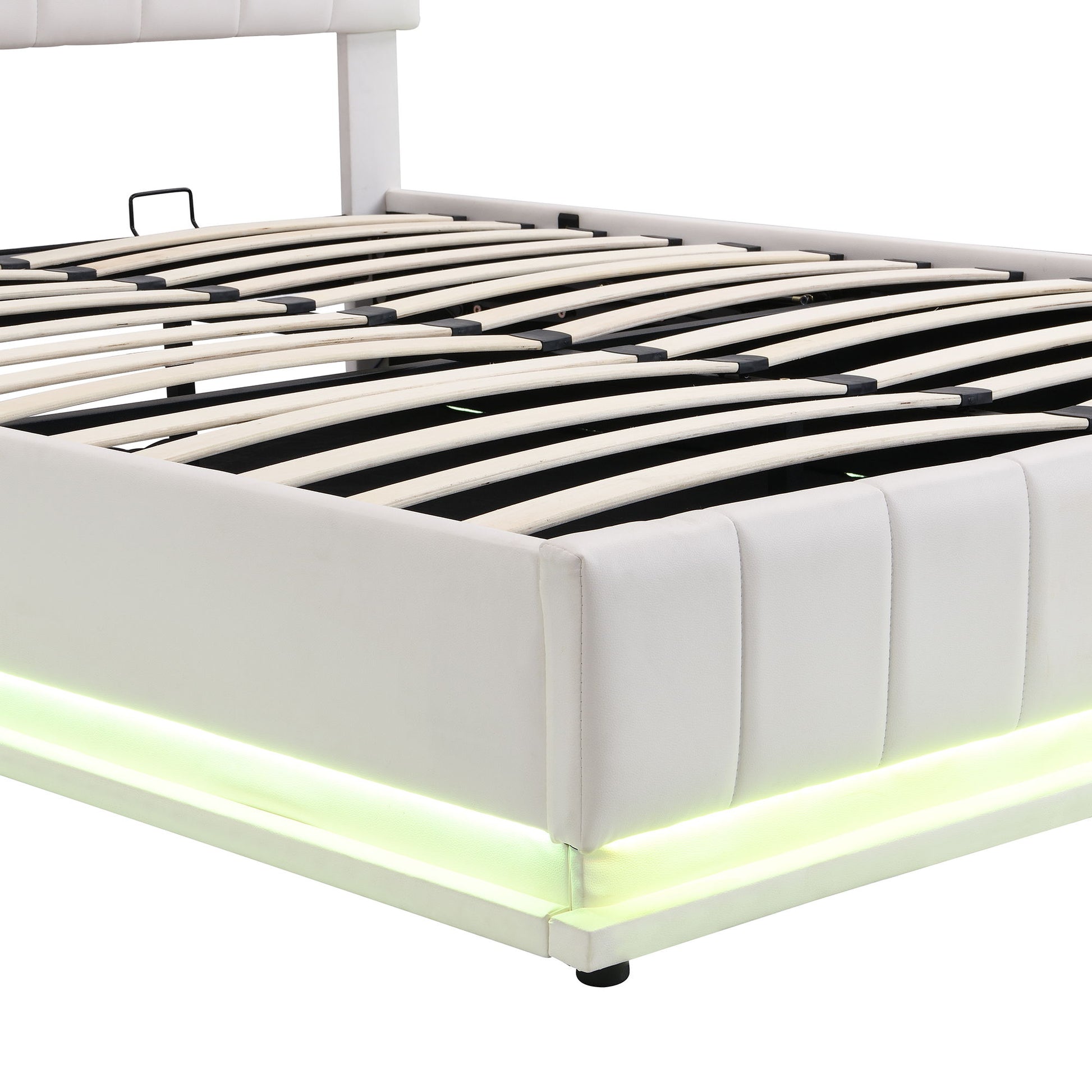 Upholstered Bed With Hydraulic Storage System And LED Light, With Sockets And USB Ports - The Sleep Loft - Online Mattress Showroom NYC