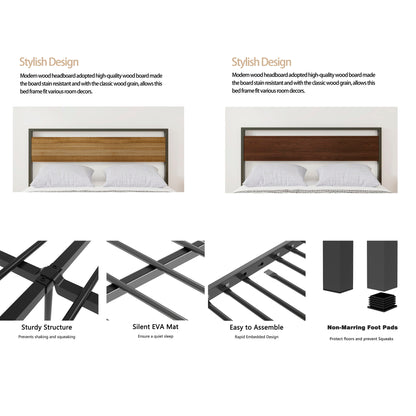 Ceres - Metal Bed With Wood Headboard & Footboard - The Sleep Loft - Online Mattress Showroom NYC