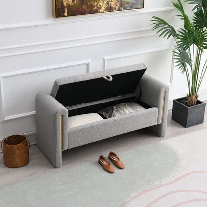 Modern Teddy Upholstered Large Bed End Bench With Arms And Storage - The Sleep Loft - Online Mattress Showroom NYC