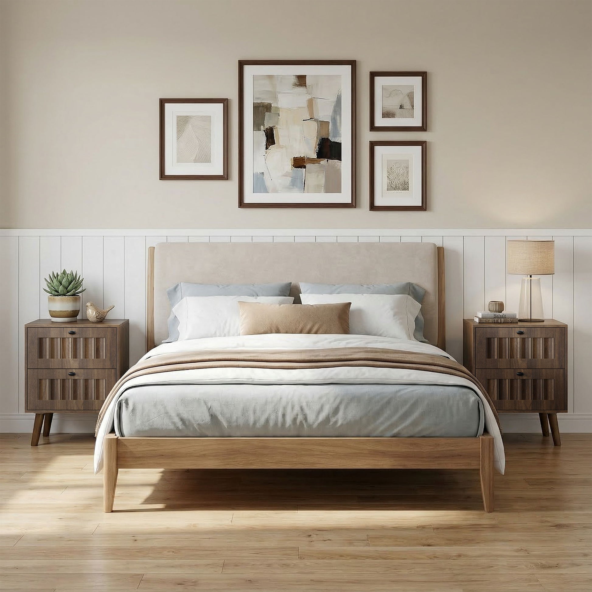 Double Drawer Bedside Table (Set of 2) - Walnut - The Sleep Loft - Online Mattress Showroom NYC