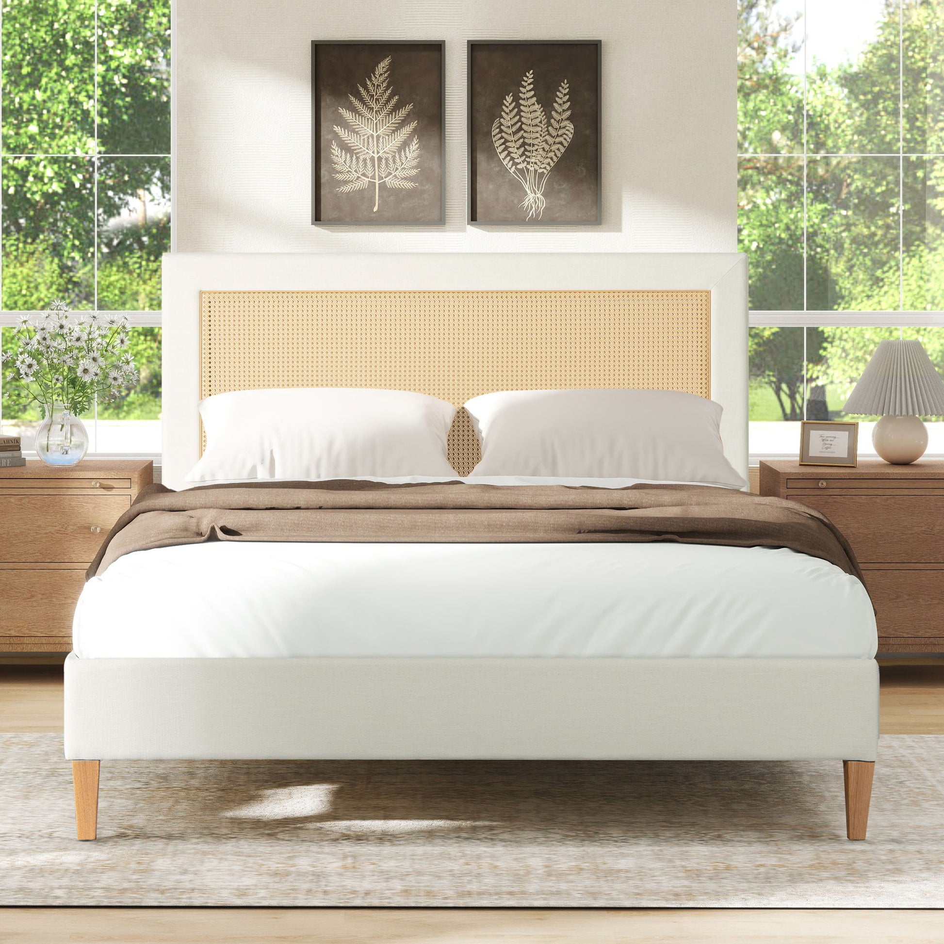 Haley - Upholstered Cane Back Platform Bed - The Sleep Loft - Online Mattress Showroom NYC
