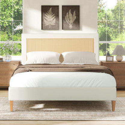 Haley - Upholstered Cane Back Platform Bed - The Sleep Loft - Online Mattress Showroom NYC
