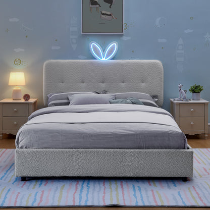 Upholstered Bed With Oversized Rabbit Ear Headboard, LED Lights & 4 Storage Drawers - The Sleep Loft - Online Mattress Showroom NYC