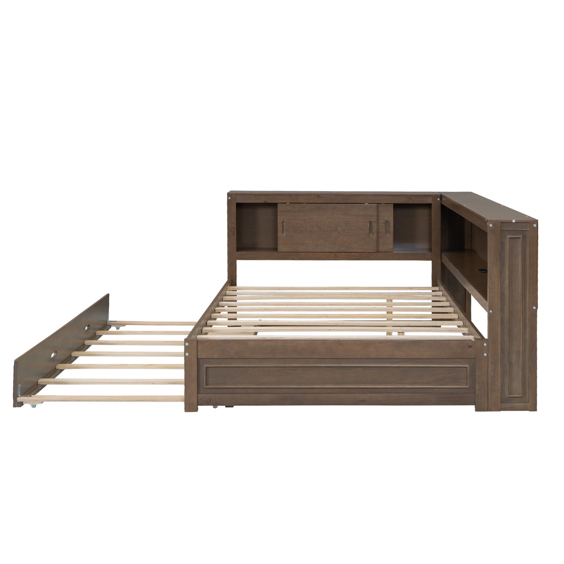 Daybed With Storage Shelves, LED, USB, And Trundle - The Sleep Loft - Online Mattress Showroom NYC