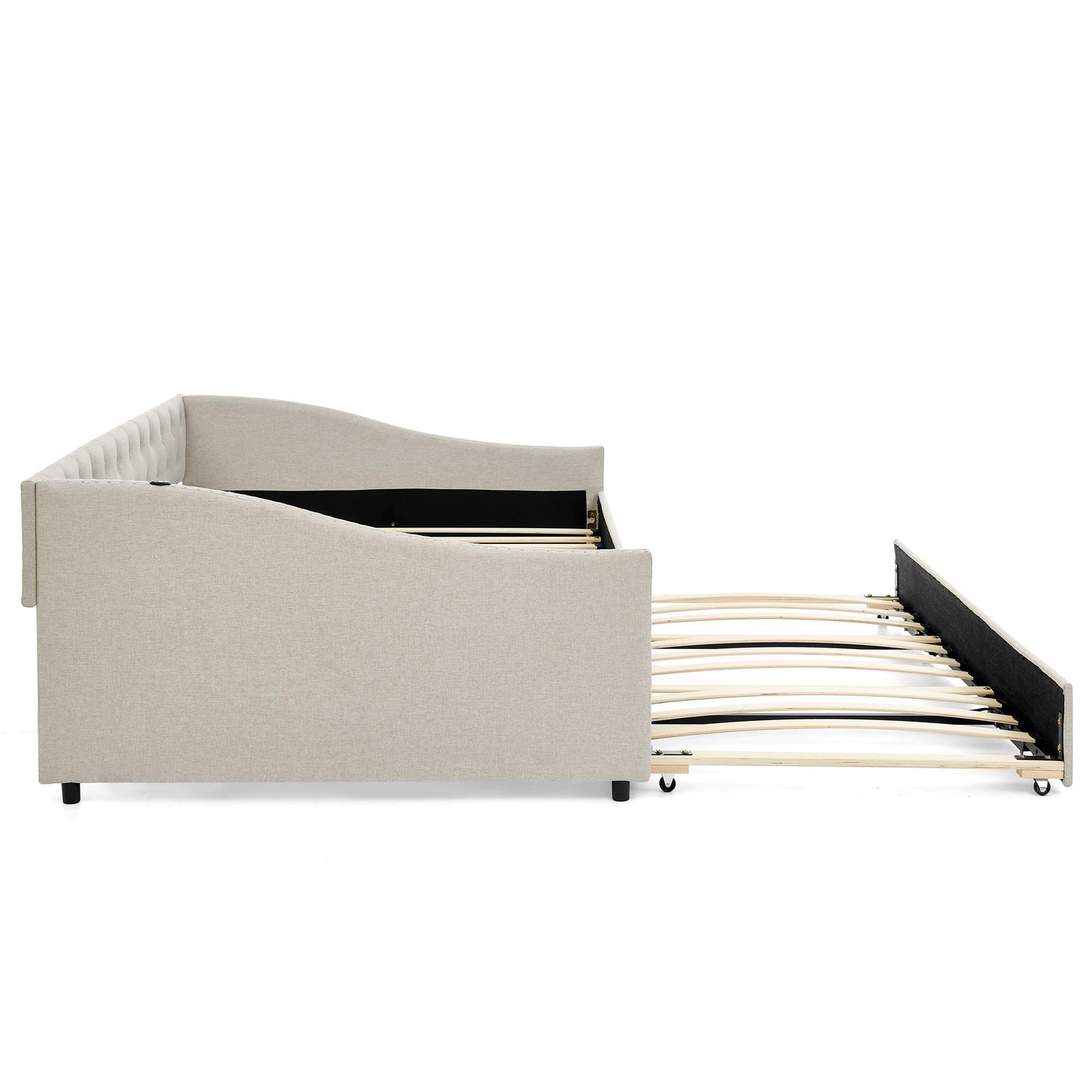 Upholstered Daybed With USB Charging & Pull Out Bed - The Sleep Loft - Online Mattress Showroom NYC