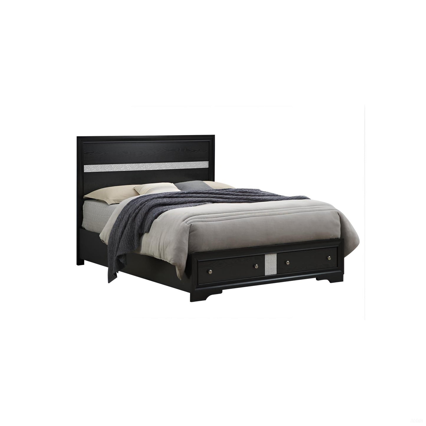 Madrid - Queen Bed With Storage Drawers And Nickel Handles - Black - The Sleep Loft - Online Mattress Showroom NYC