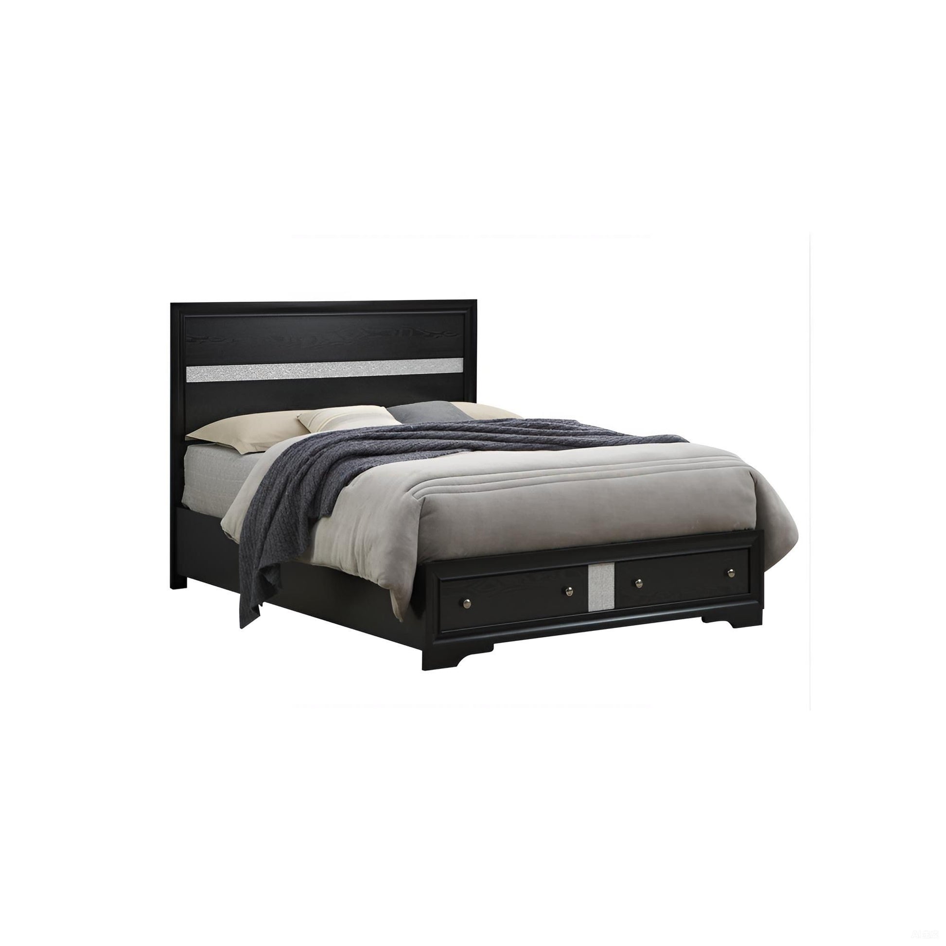 Madrid - Queen Bed With Storage Drawers And Nickel Handles - Black - The Sleep Loft - Online Mattress Showroom NYC