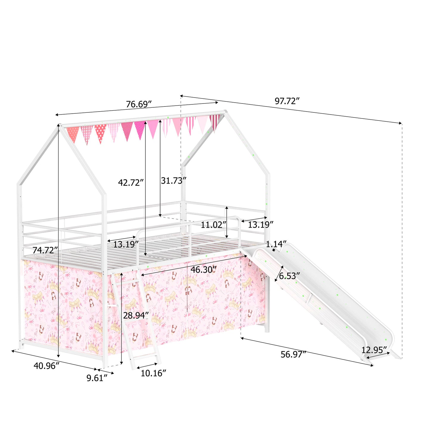 Jack - House Loft Bed With Slide And Curtain Set - The Sleep Loft - Online Mattress Showroom NYC