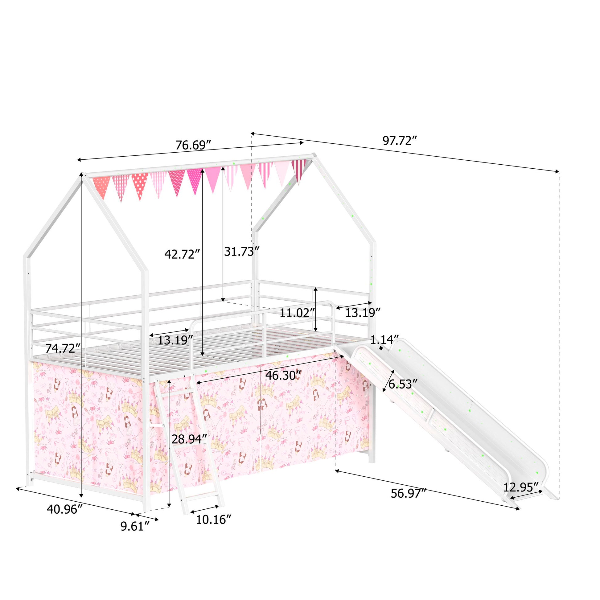 Jack - House Loft Bed With Slide And Curtain Set - The Sleep Loft - Online Mattress Showroom NYC