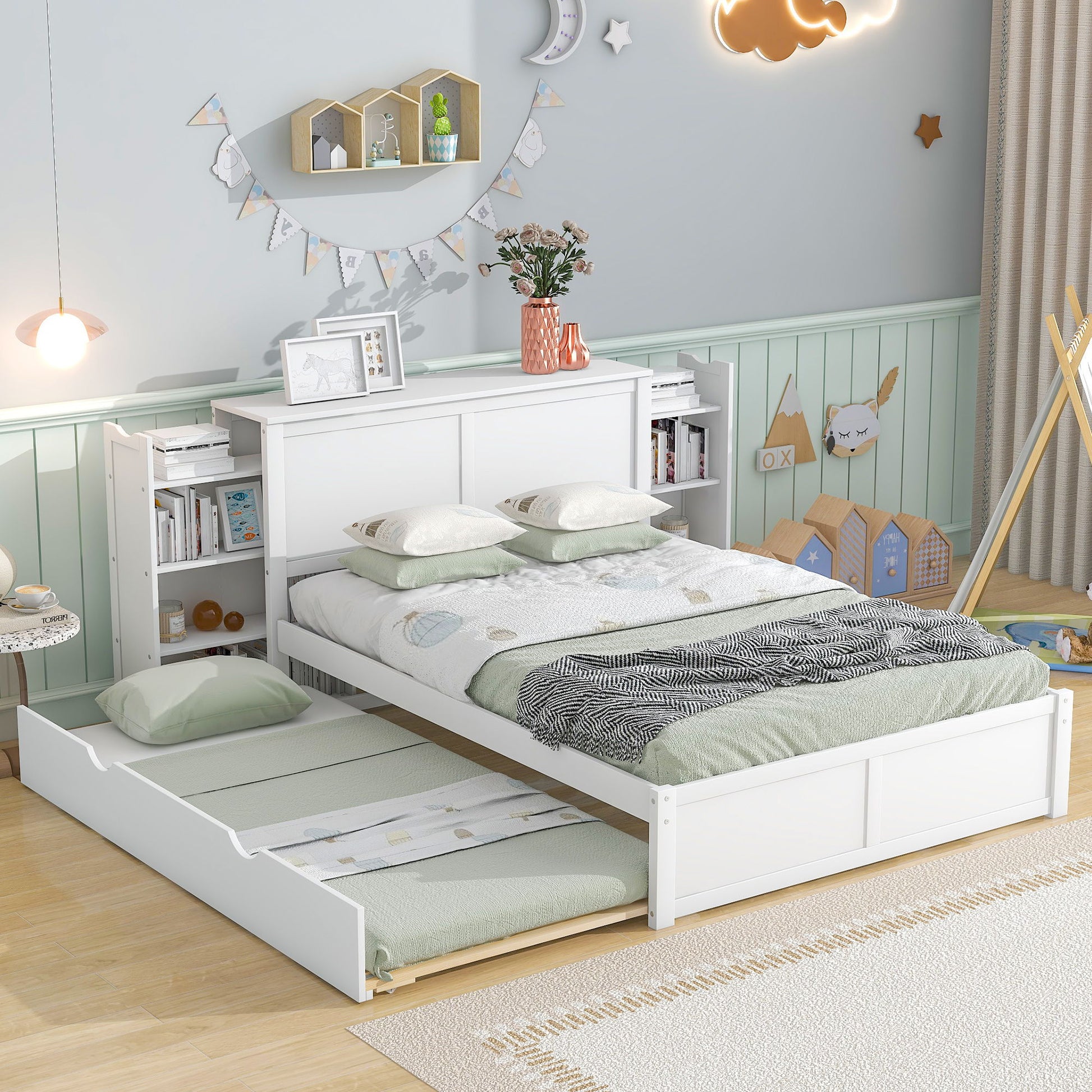 Storage Platform Bed With Pull Out Shelves And Trundle - The Sleep Loft - Online Mattress Showroom NYC