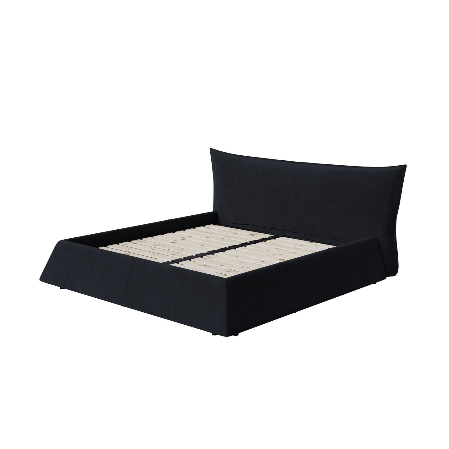 Upholstered Platform Bed With Special Shaped Headboard - The Sleep Loft - Online Mattress Showroom NYC