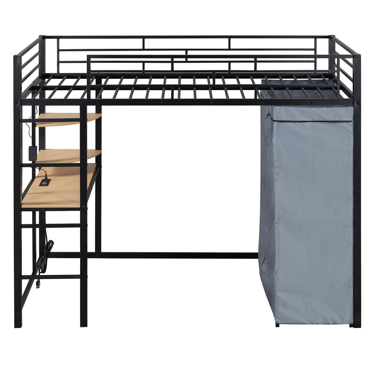 Loft Bed With Desk, Shelves, Power Outlet, LED Light And Wardrobe - The Sleep Loft - Online Mattress Showroom NYC