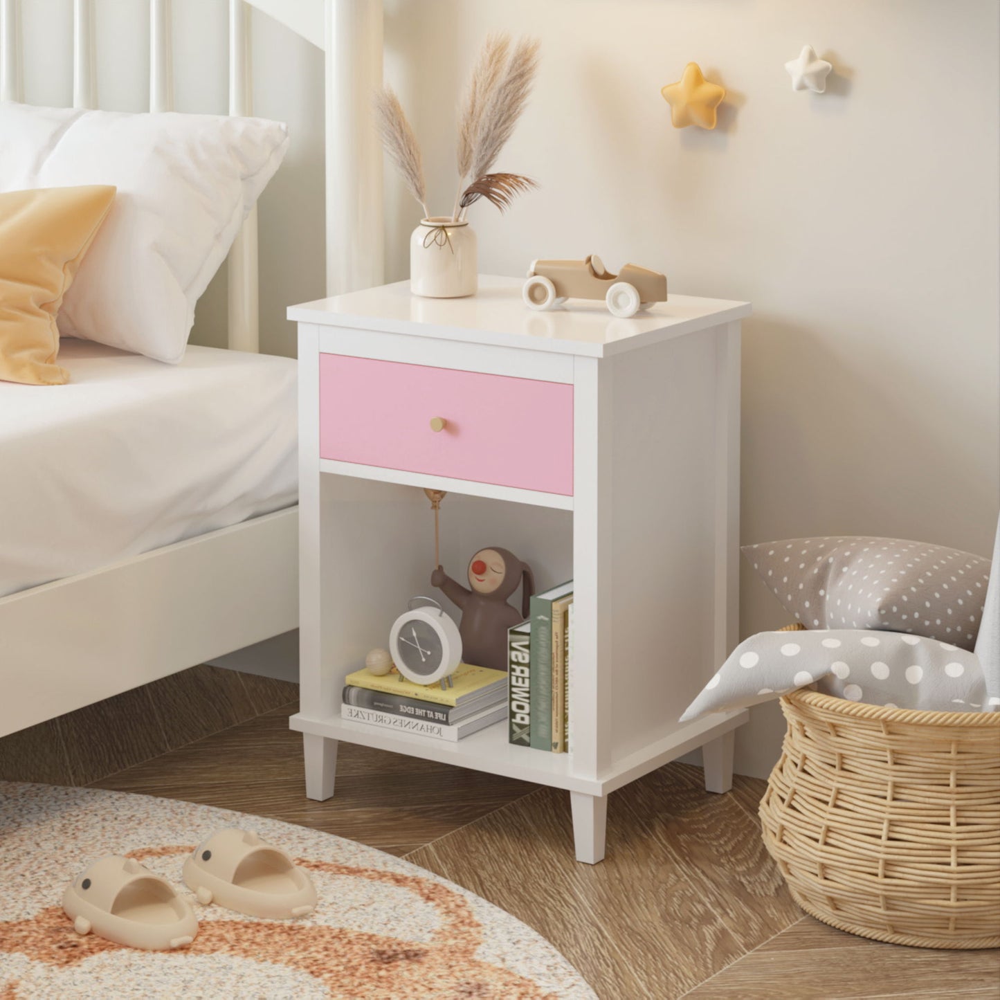 Nightstand With 1 Drawer 1 Shelf - The Sleep Loft - Online Mattress Showroom NYC