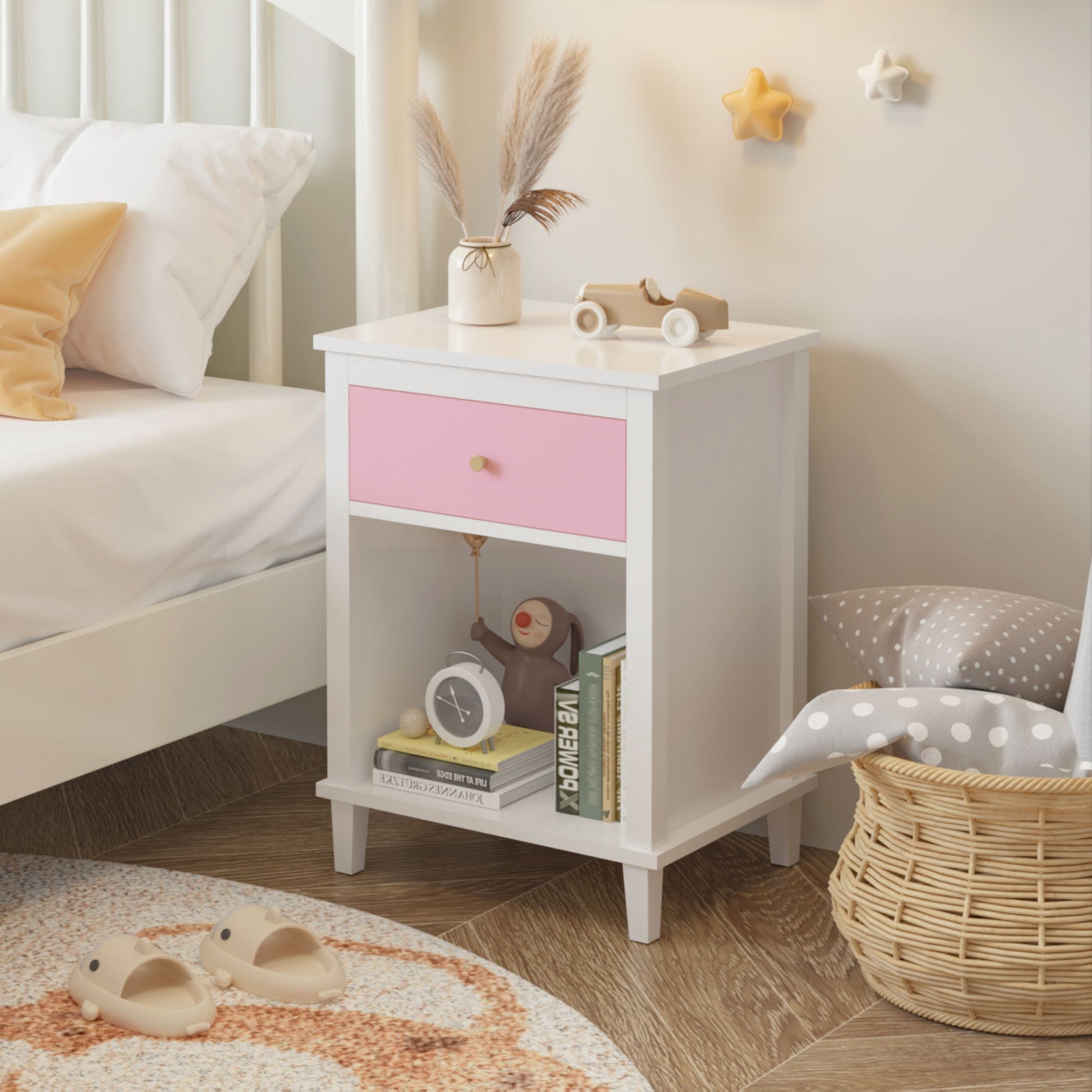 Nightstand With 1 Drawer 1 Shelf - The Sleep Loft - Online Mattress Showroom NYC