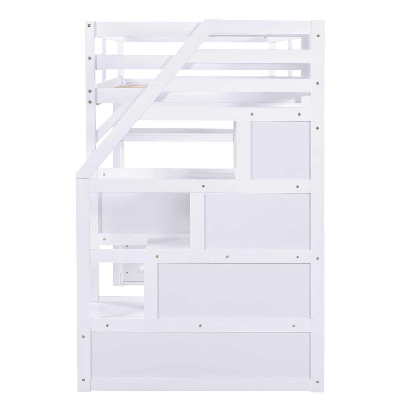Loft Bed With Desk, Shelves, 2 Drawers, Storage Staircase - The Sleep Loft - Online Mattress Showroom NYC