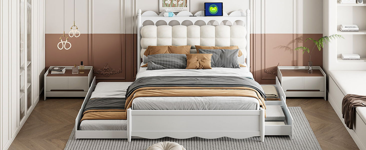 Storage Platform Bed, With 2 Big Drawers, Trundle, One Set Of Sockets & USB Ports - The Sleep Loft - Online Mattress Showroom NYC