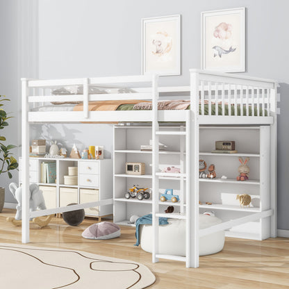 Loft Bed With 8 Open Storage Shelves And Built In Ladder - The Sleep Loft - Online Mattress Showroom NYC