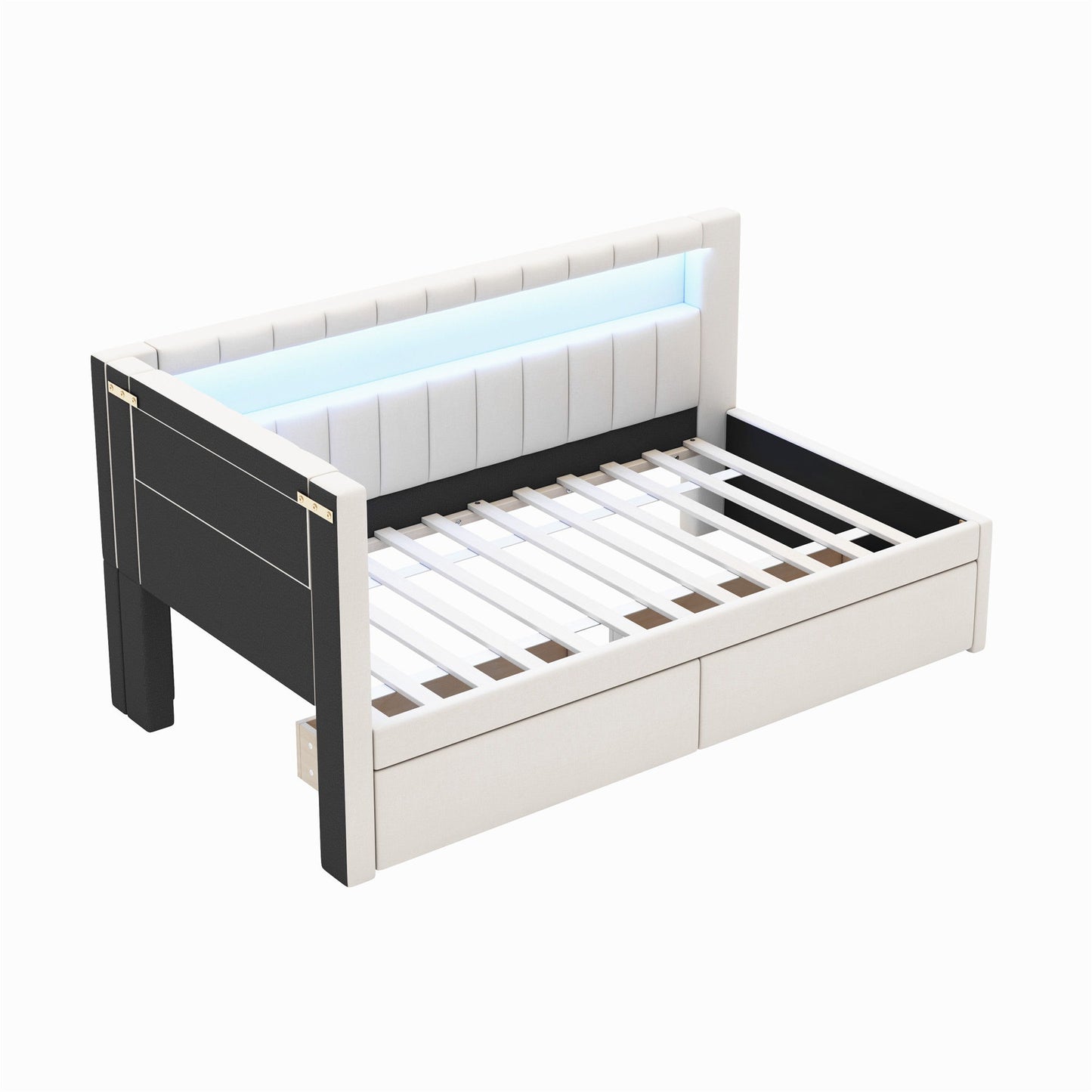 Upholstered Platform Bed With USB Ports And LED Belt - The Sleep Loft - Online Mattress Showroom NYC