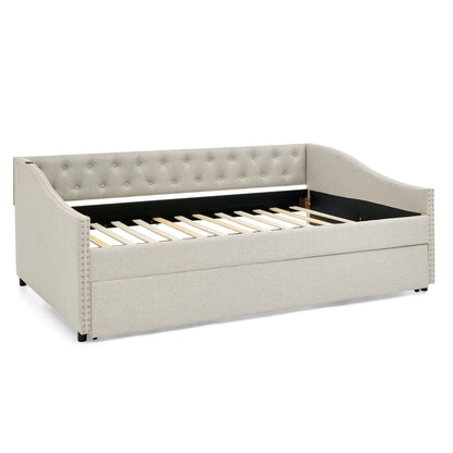 Upholstered Daybed With USB Charging & Pull Out Bed - The Sleep Loft - Online Mattress Showroom NYC