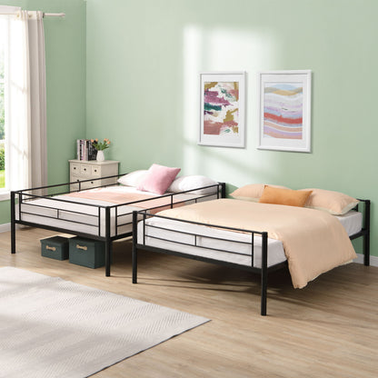 Modern Metal Bunk Bed, Full Over Full, No Box Spring Needed - Black - The Sleep Loft - Online Mattress Showroom NYC