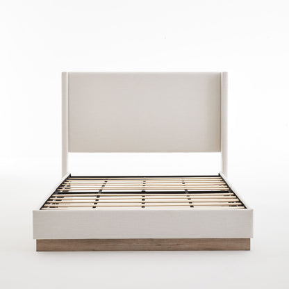 Hosford - Minimalist Canvas Upholstered Wingback Bed - The Sleep Loft - Online Mattress Showroom NYC