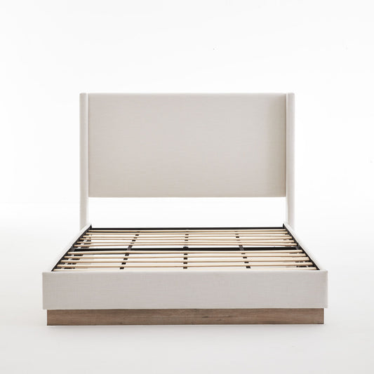 Hosford - Minimalist Canvas Upholstered Wingback Bed - The Sleep Loft - Online Mattress Showroom NYC