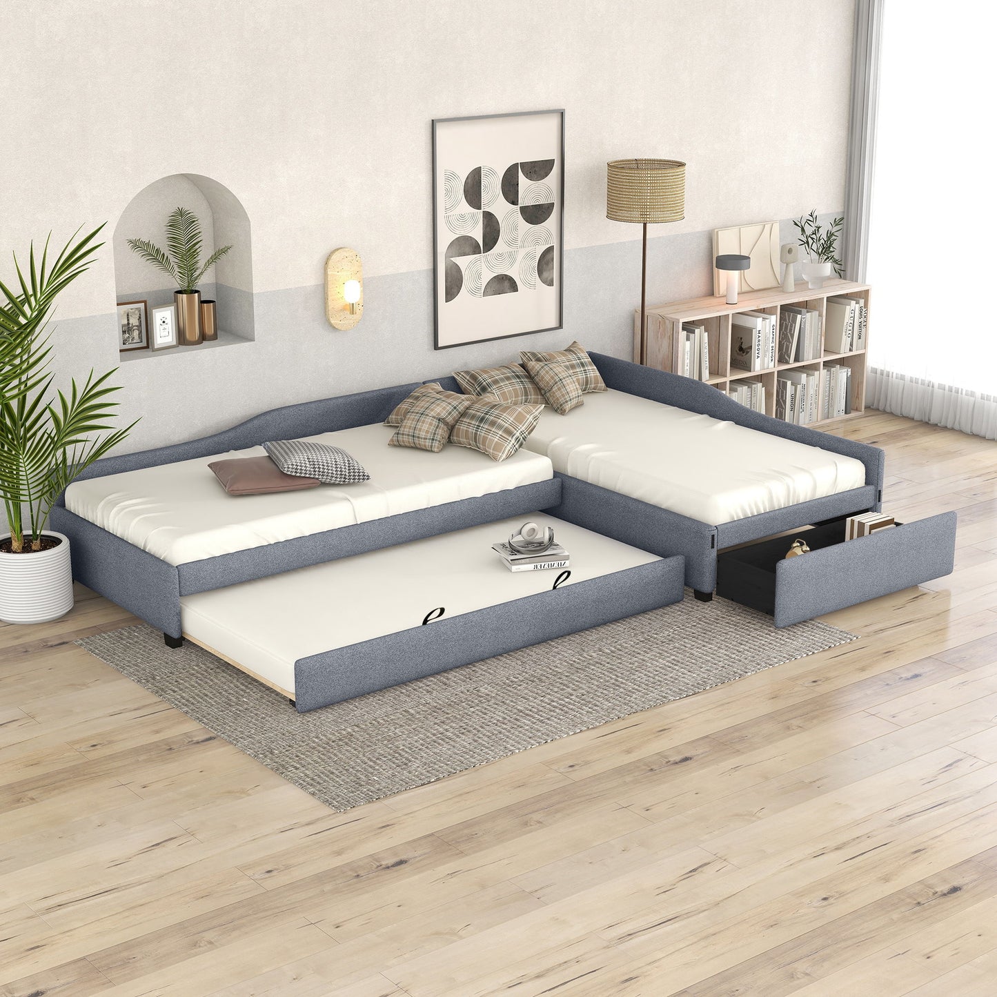 Upholstered Double Daybed With Trundle And Drawer - The Sleep Loft - Online Mattress Showroom NYC