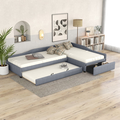 Upholstered Double Daybed With Trundle And Drawer - The Sleep Loft - Online Mattress Showroom NYC