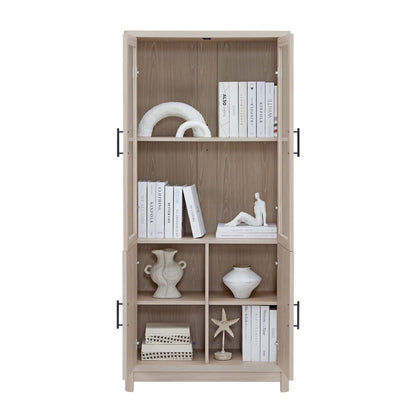 Jodie - Bookcase Cabinet With 6 Adjustable Shelves - Oak - The Sleep Loft - Online Mattress Showroom NYC