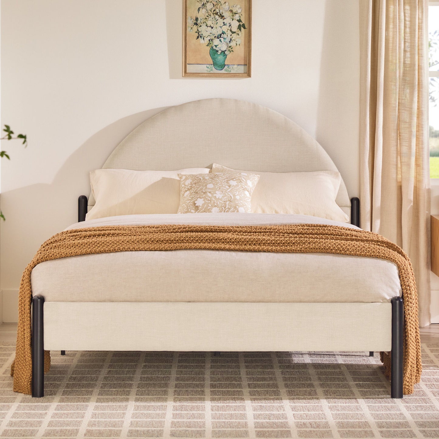 Bed Modern Upholstered Curved Headboard - The Sleep Loft - Online Mattress Showroom NYC