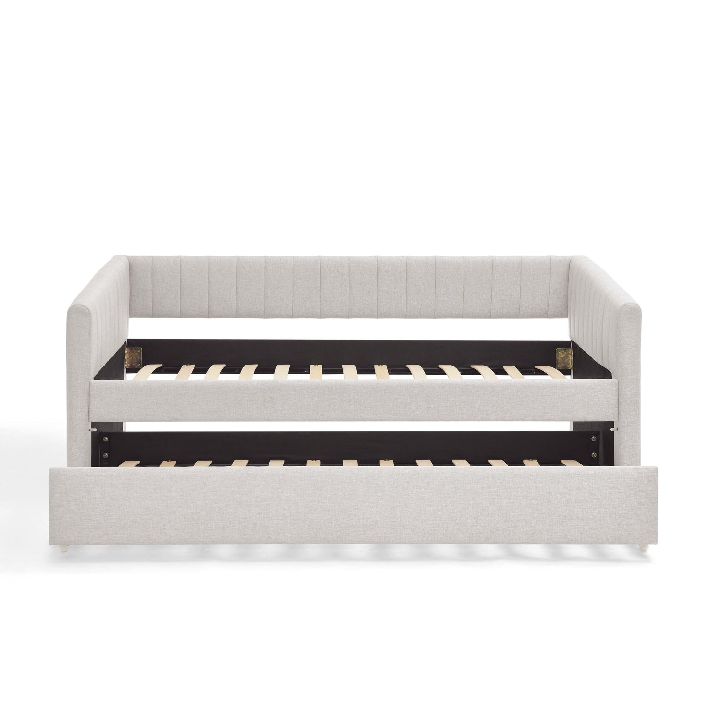 Upholstered Daybed With Trundle With Vertical Stripes - The Sleep Loft - Online Mattress Showroom NYC