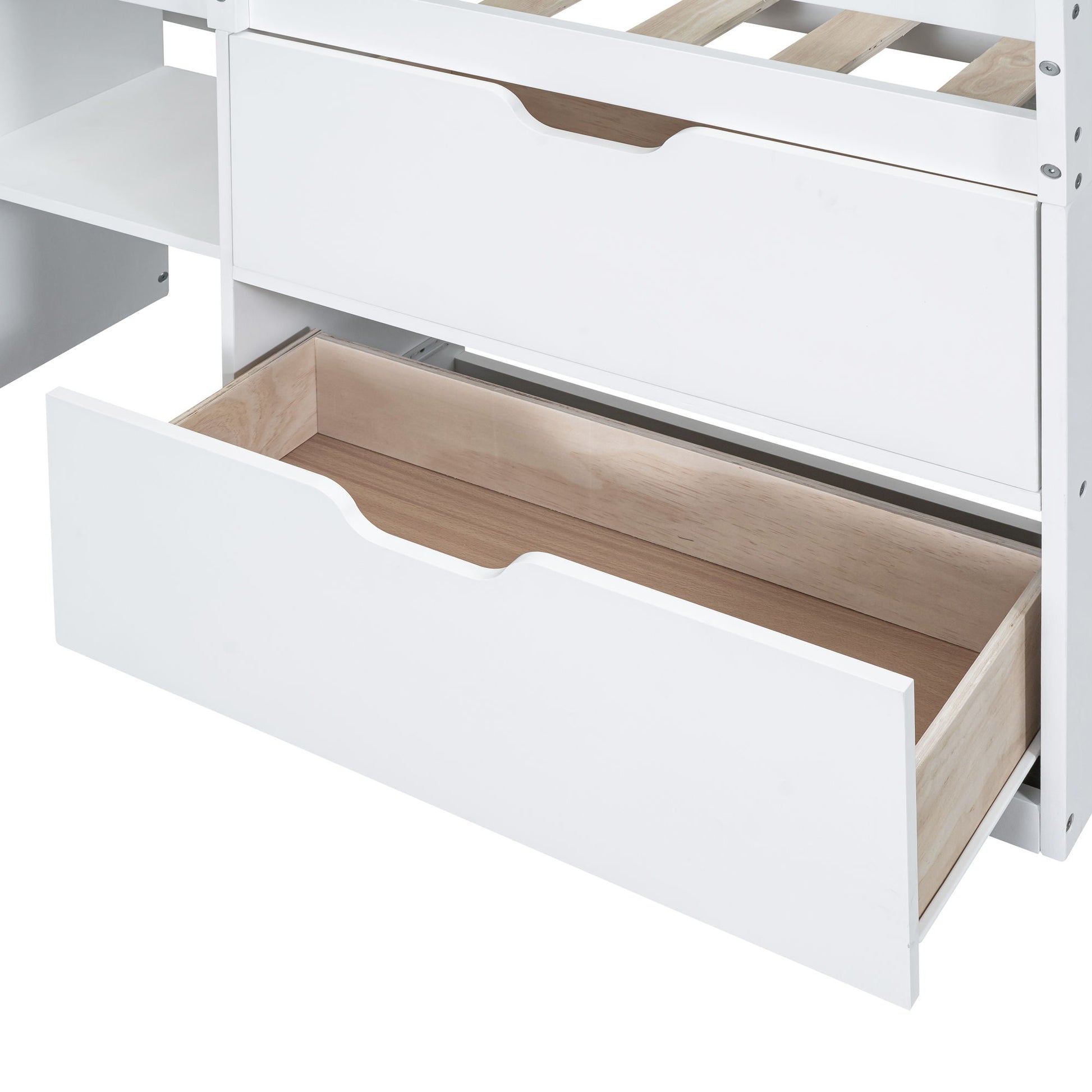 Low Loft Bed With Rolling Desk, Shelf And Drawers - The Sleep Loft - Online Mattress Showroom NYC