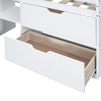 Low Loft Bed With Rolling Desk, Shelf And Drawers - The Sleep Loft - Online Mattress Showroom NYC