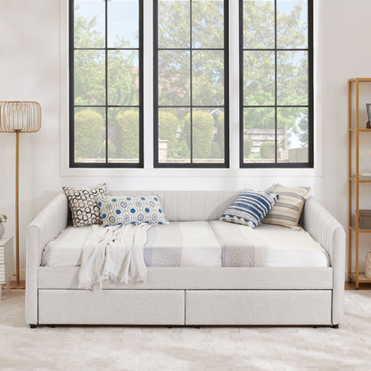 Upholstered Queen Daybed With 2 Drawers - The Sleep Loft - Online Mattress Showroom NYC