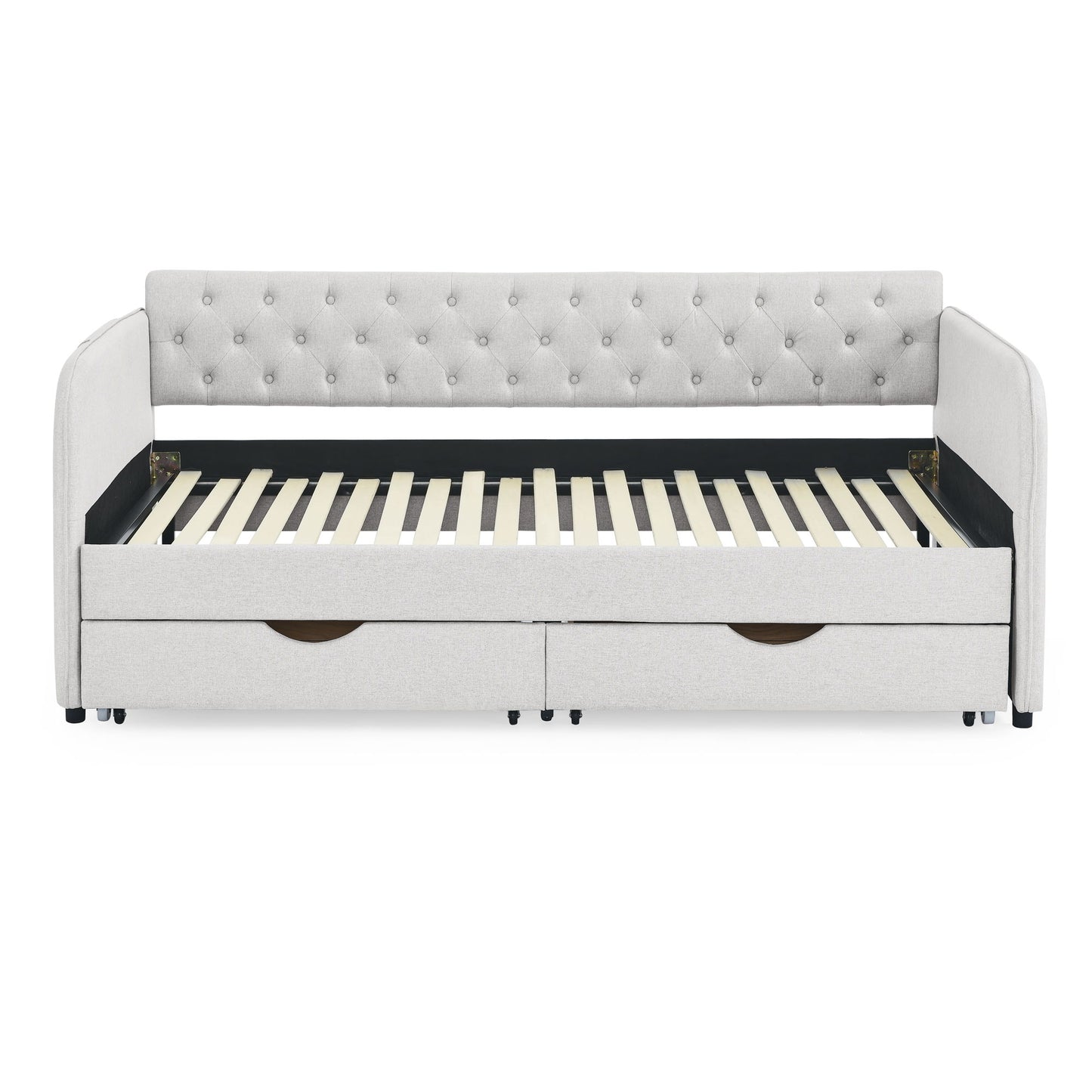Daybed With Trundle And Storage Drawers, Flat Arms With Pocket - The Sleep Loft - Online Mattress Showroom NYC