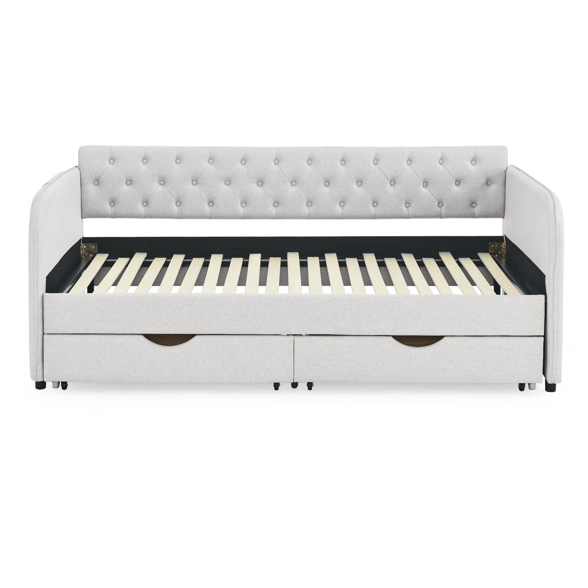 Daybed With Trundle And Storage Drawers, Flat Arms With Pocket - The Sleep Loft - Online Mattress Showroom NYC
