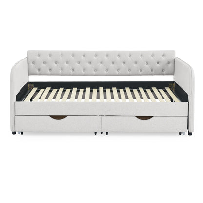 Daybed With Trundle And Storage Drawers, Flat Arms With Pocket - The Sleep Loft - Online Mattress Showroom NYC