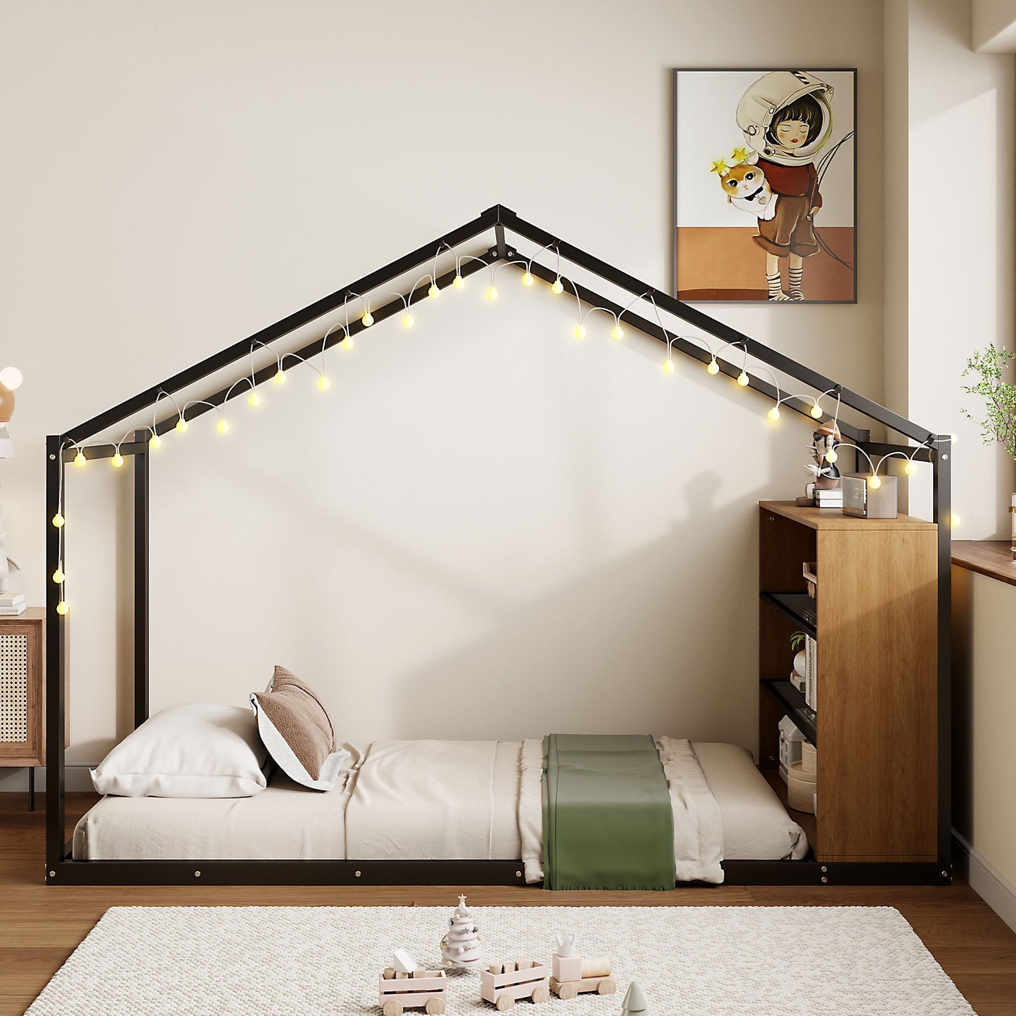 Bed House Frame With Shelves And Lights - The Sleep Loft - Online Mattress Showroom NYC