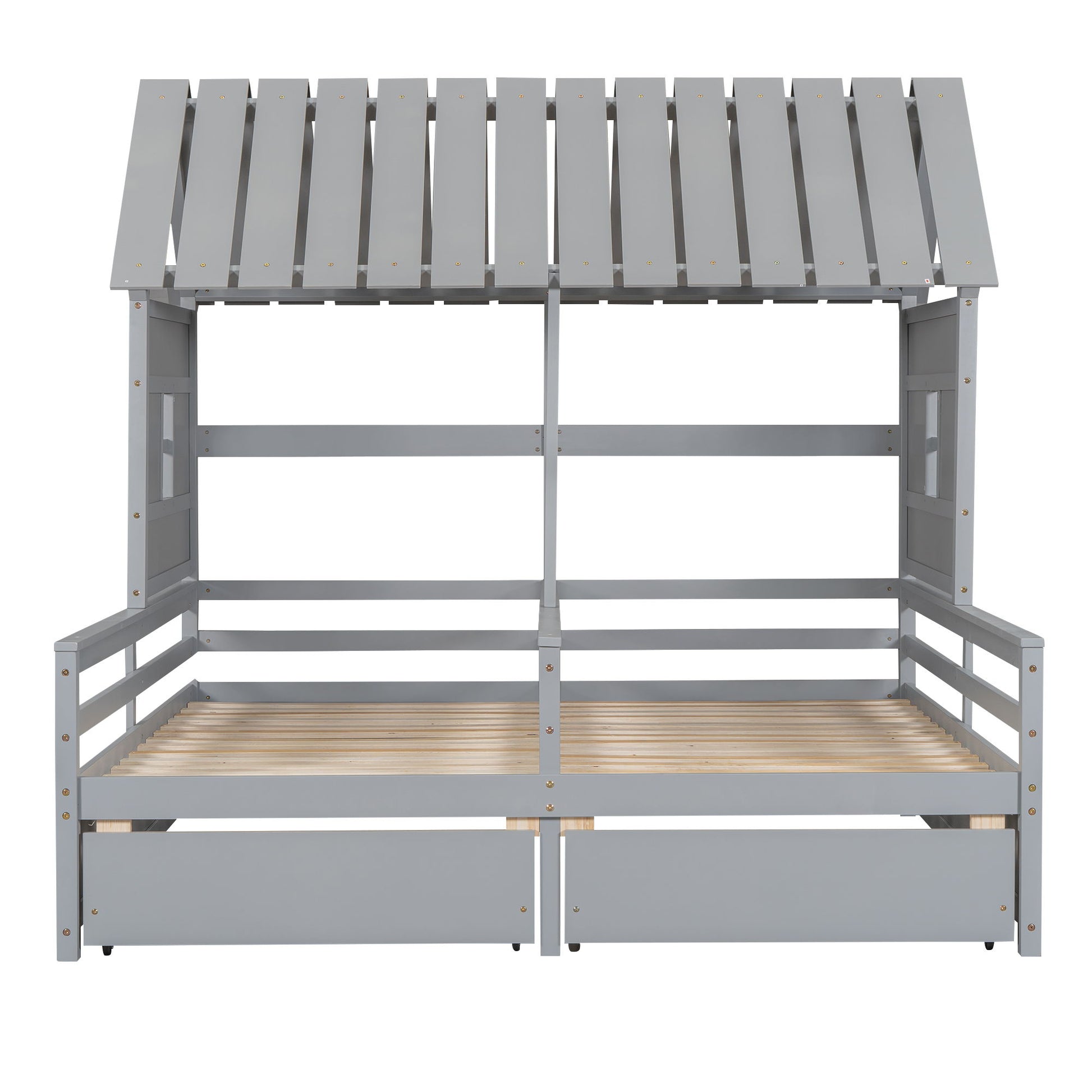 House Platform Beds With 2 Drawers, Side By Side Design - The Sleep Loft - Online Mattress Showroom NYC