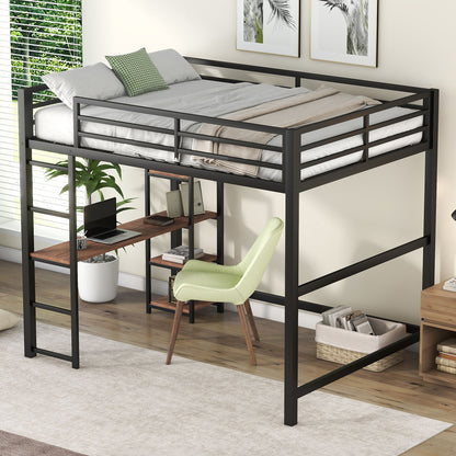 Loft Bed With Built In Desk And Storage Shelves, Full Size - Black - The Sleep Loft - Online Mattress Showroom NYC