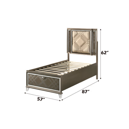 Skylar - Full Bed With LED & Storage - Dark Champagne - The Sleep Loft - Online Mattress Showroom NYC
