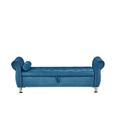 Storage Bench With Crystal Buttons And 1 Pillow For Bedroom - The Sleep Loft - Online Mattress Showroom NYC