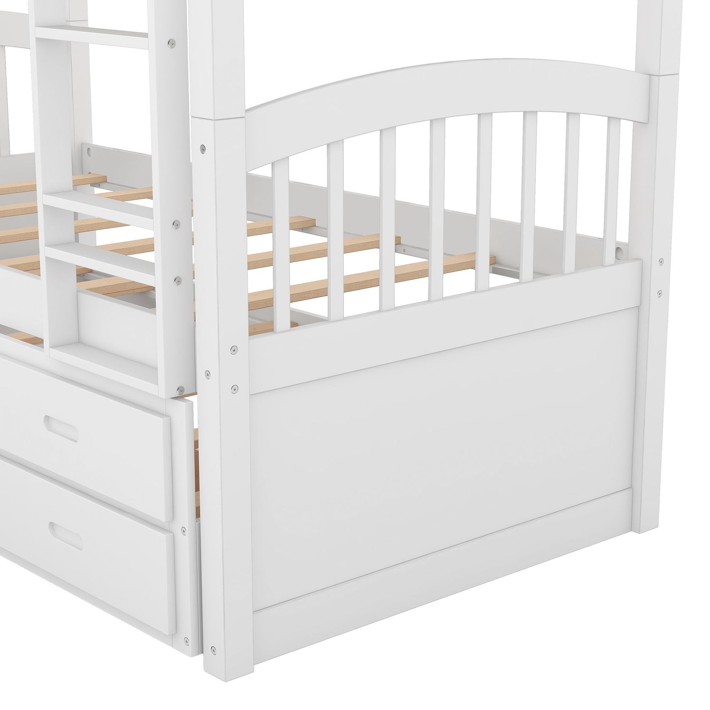 Bunk Bed With Trundle And Drawers, Arched Headboard And Footboard - The Sleep Loft - Online Mattress Showroom NYC