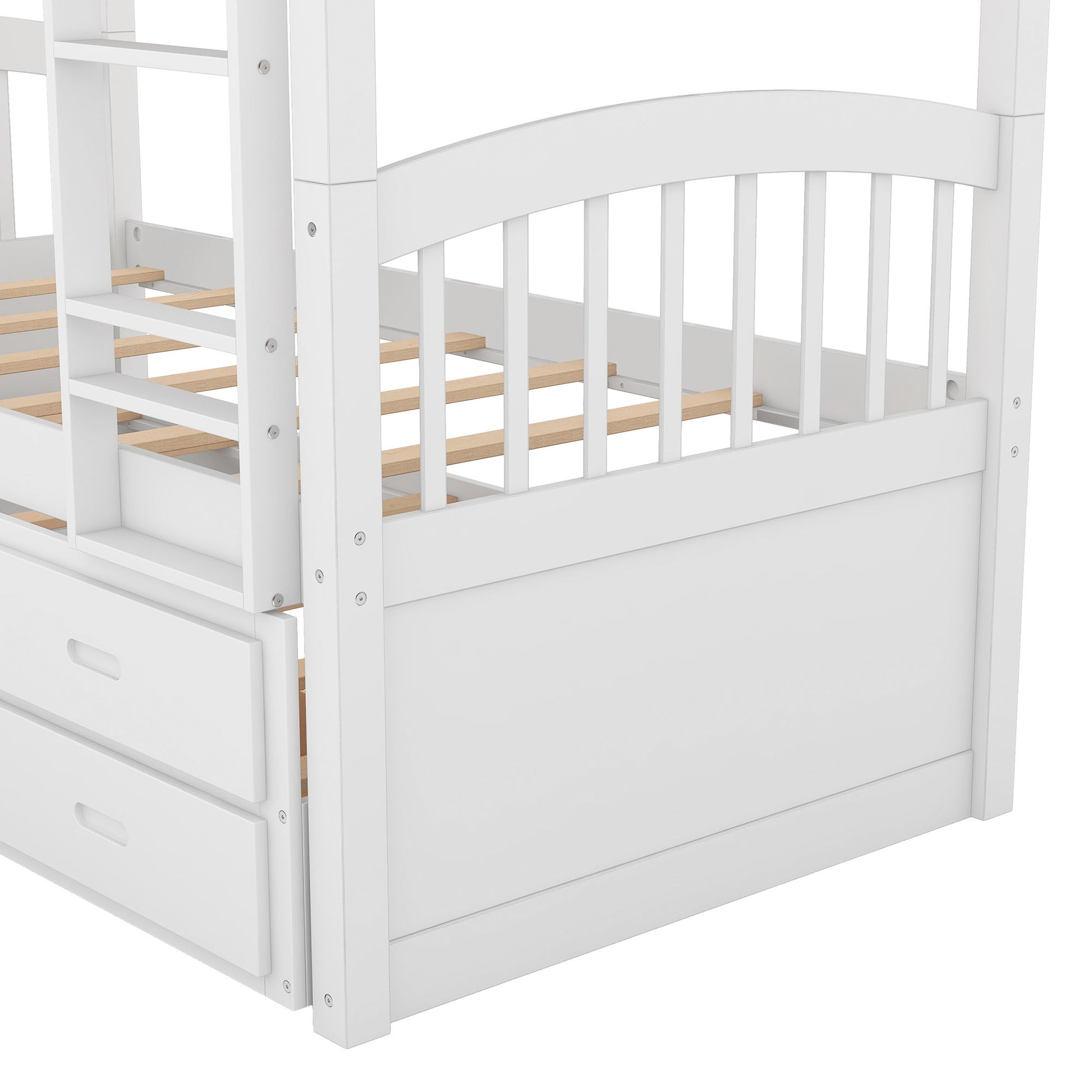 Bunk Bed With Trundle And Drawers, Arched Headboard And Footboard - The Sleep Loft - Online Mattress Showroom NYC
