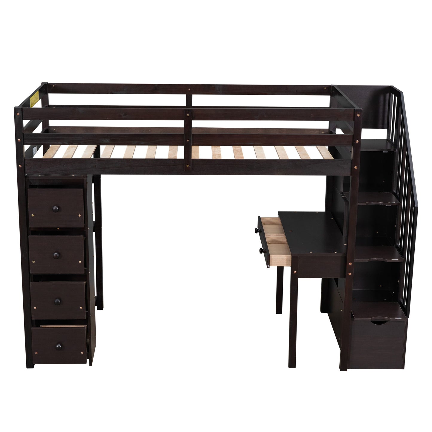 Loft Bed With Storage Drawers, Desk And Stairs With Shelves - The Sleep Loft - Online Mattress Showroom NYC