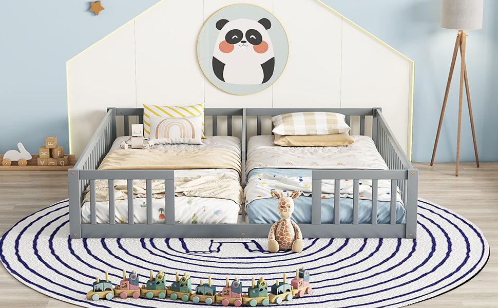 Double Floor Bed With Fence, Guardrails, Without Door - The Sleep Loft - Online Mattress Showroom NYC