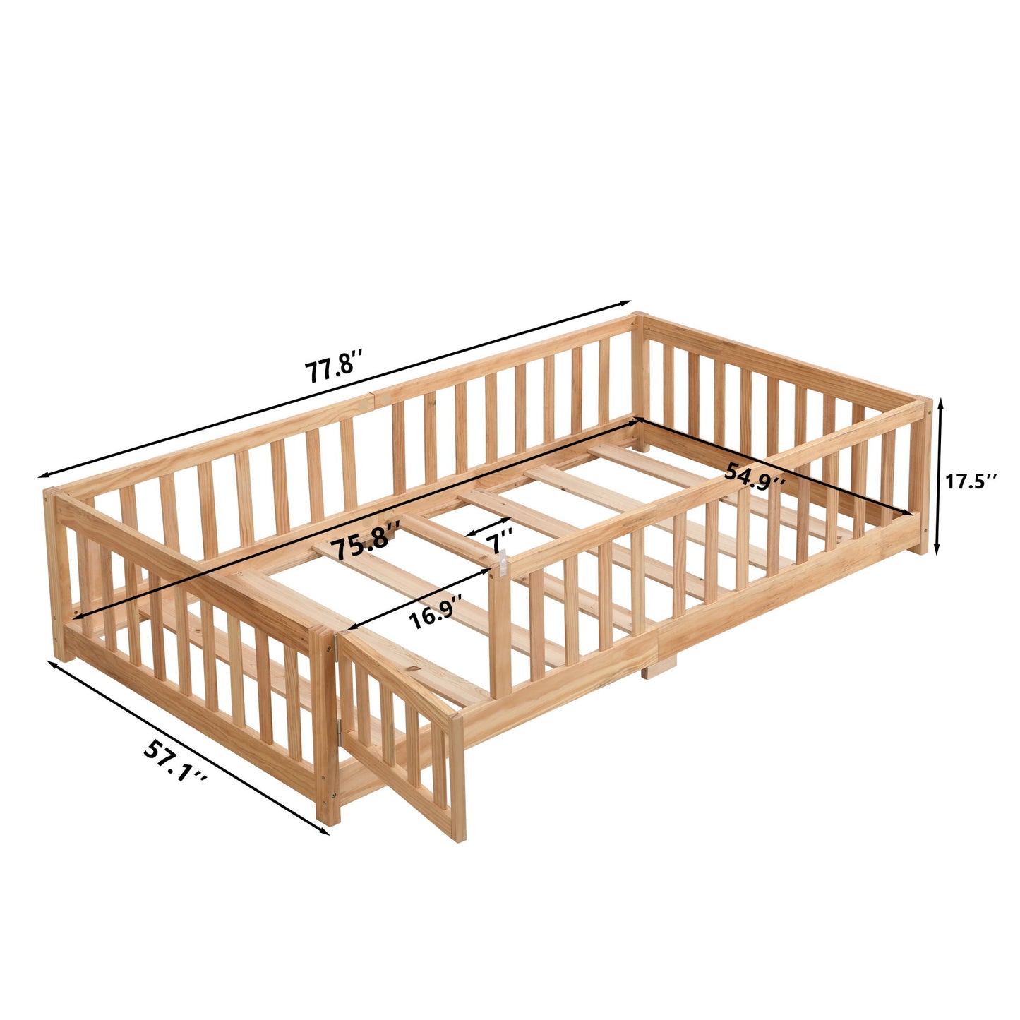Solid Floor Bed With Door And Fence For Children - The Sleep Loft - Online Mattress Showroom NYC